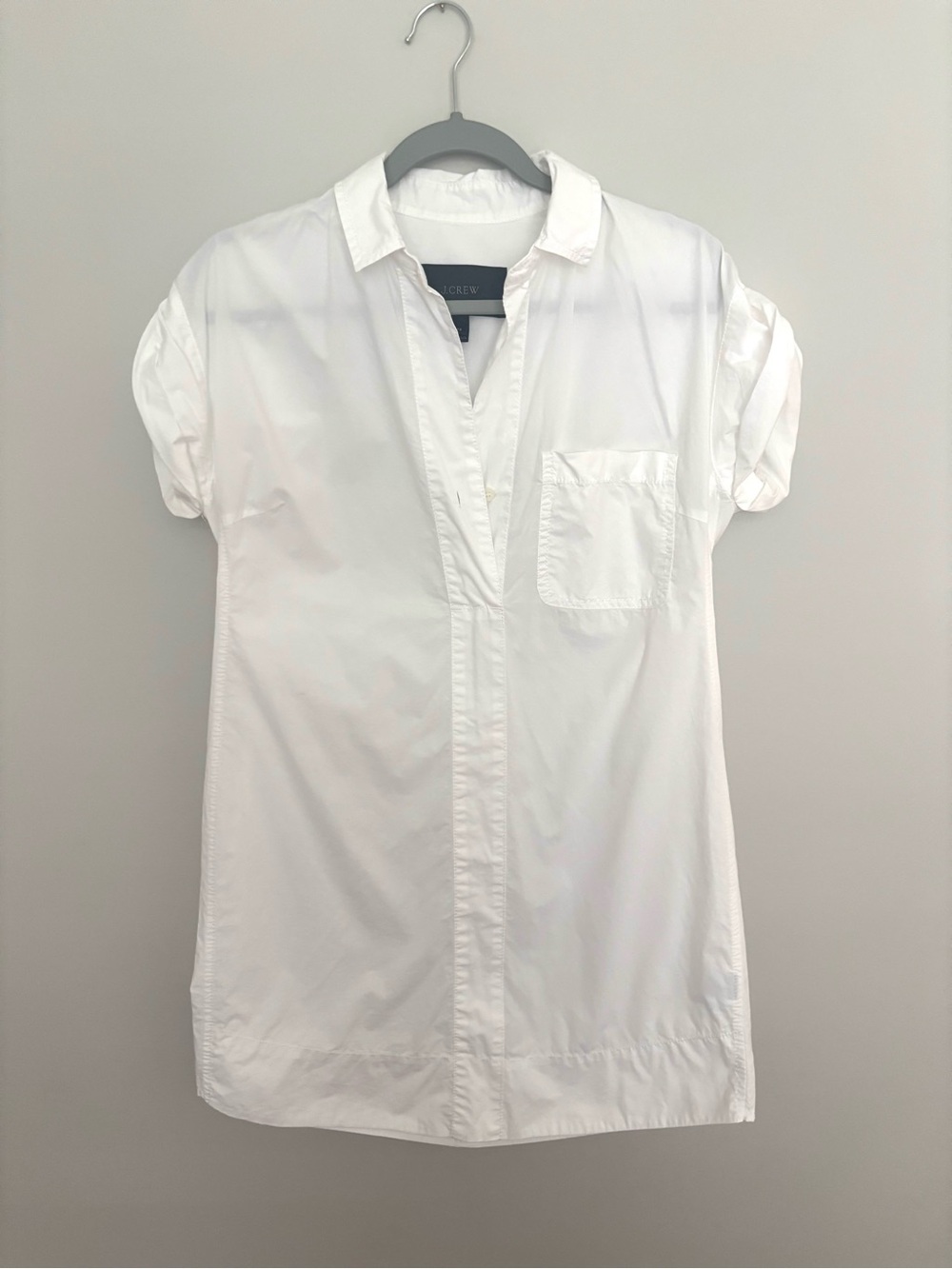 J. Crew Popover Shirt Dress White Short-Sleeve Button-Down 100% Cotton